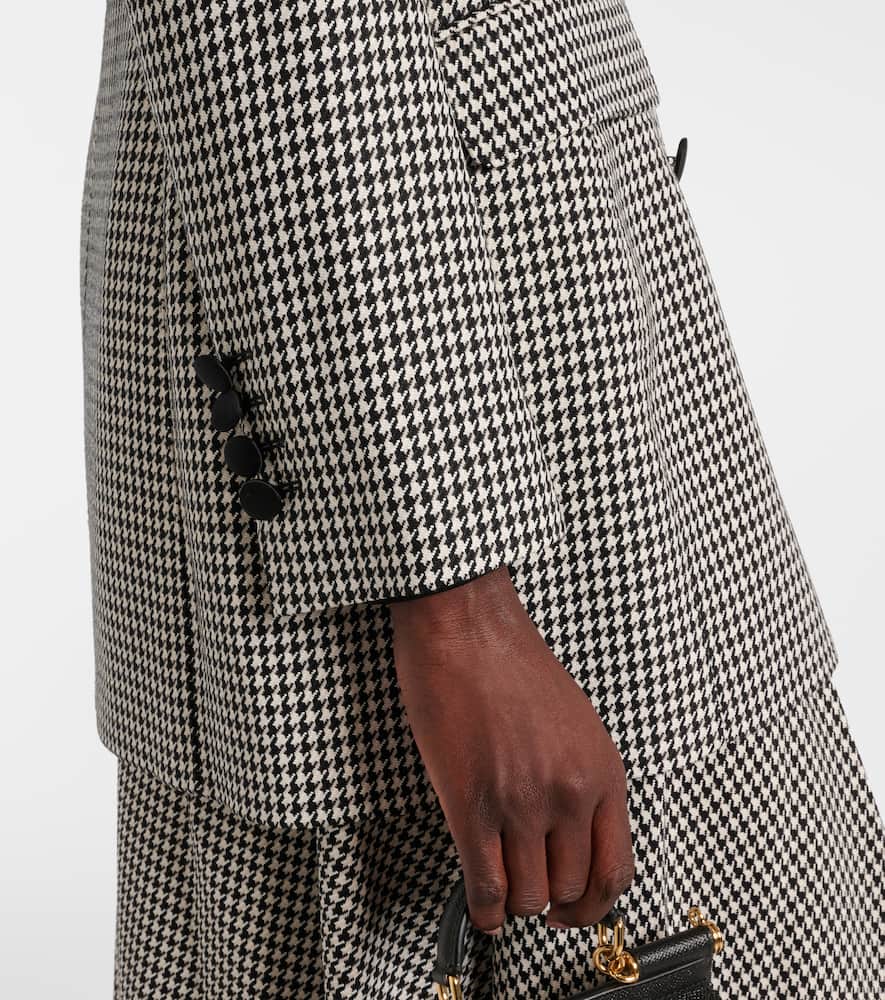 Houndstooth wool-blend blazer