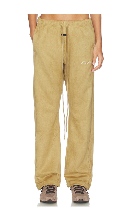 Fear of God ESSENTIALS Signature Relaxed Suede Fleece Pant in Dune - Brown. M also in L, S