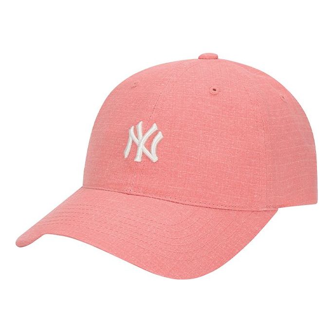 NY Small Label Cap Baseball Cap Pink White