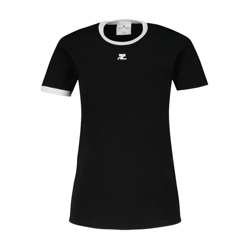 Contrast-Trim Cotton T-Shirt — Black