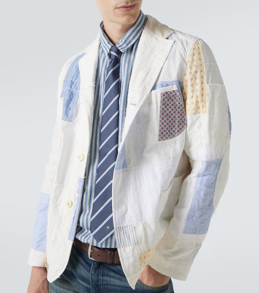 Patchwork cotton and linen-blend blazer