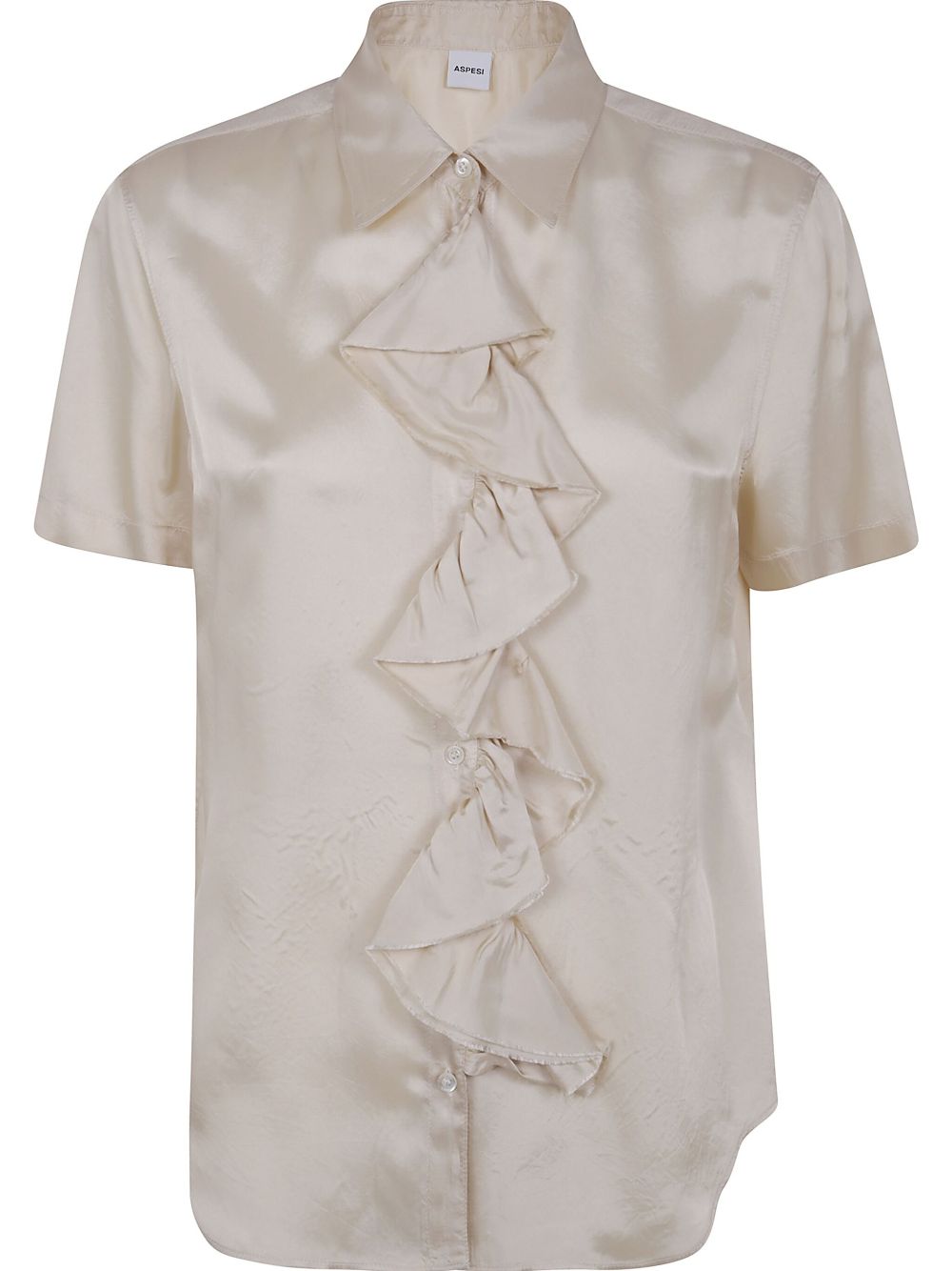 Ruffle short-sleeve blouse - Blue