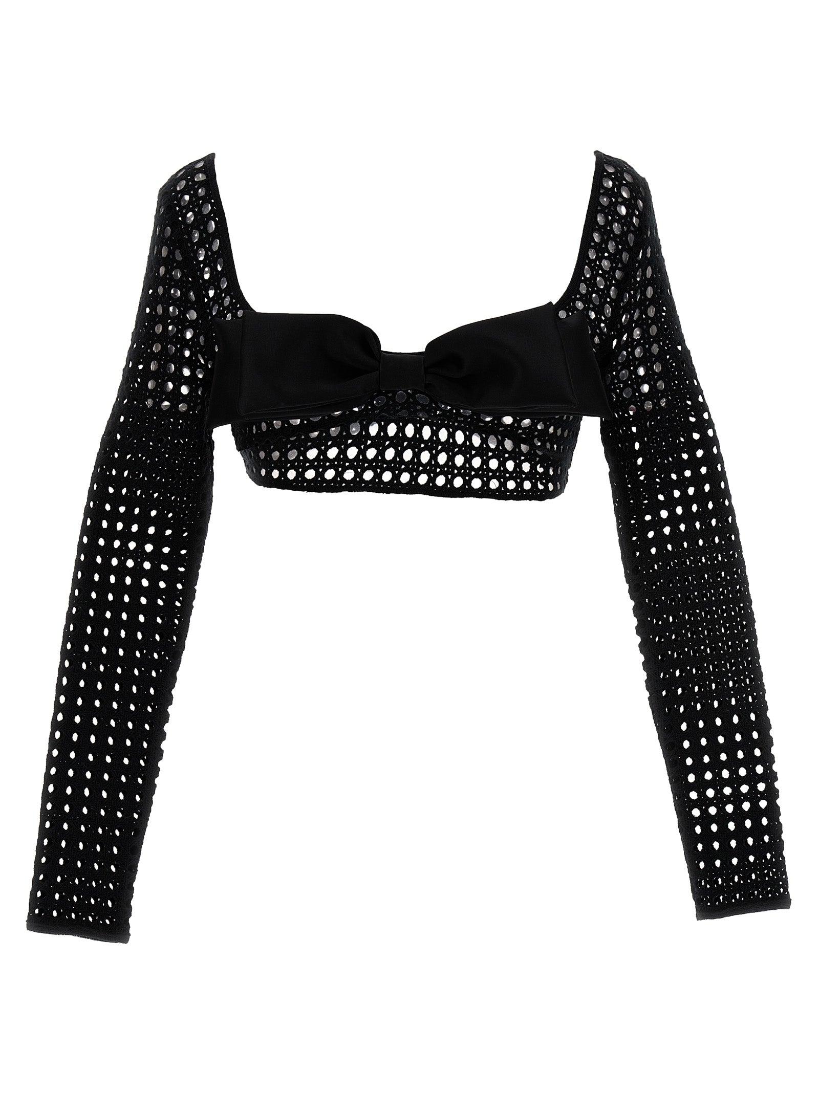 Macramé Cropped Top — Black