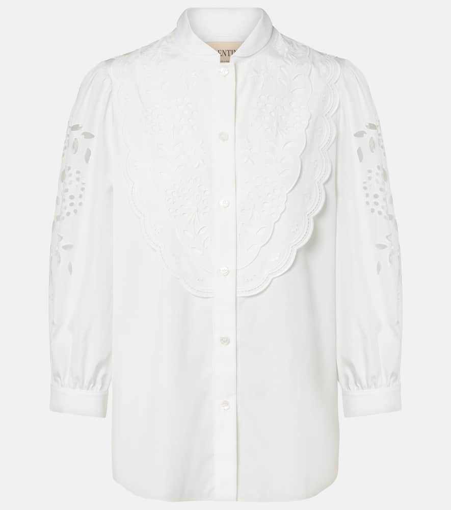 Broderie anglaise cotton poplin blouse