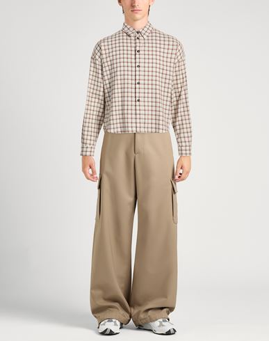 Man Shirt Light brown Size 40 Cotton, Wool