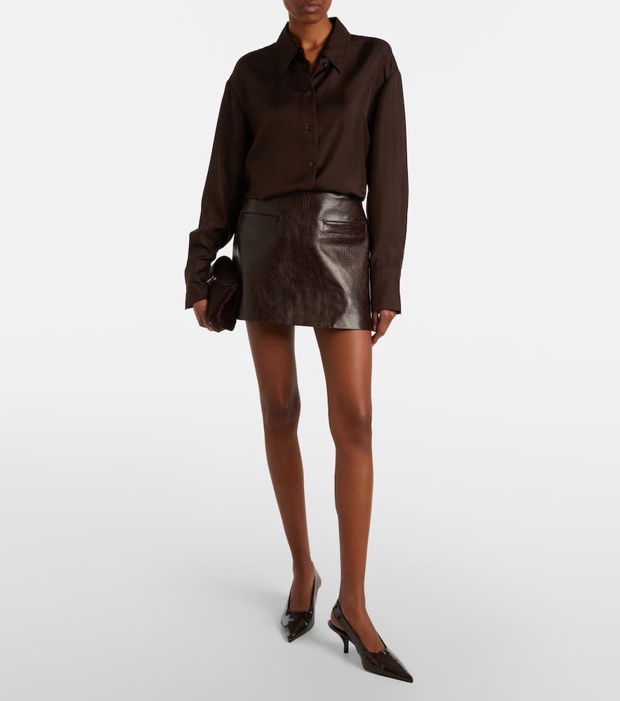 Rory croc-effect leather miniskirt
