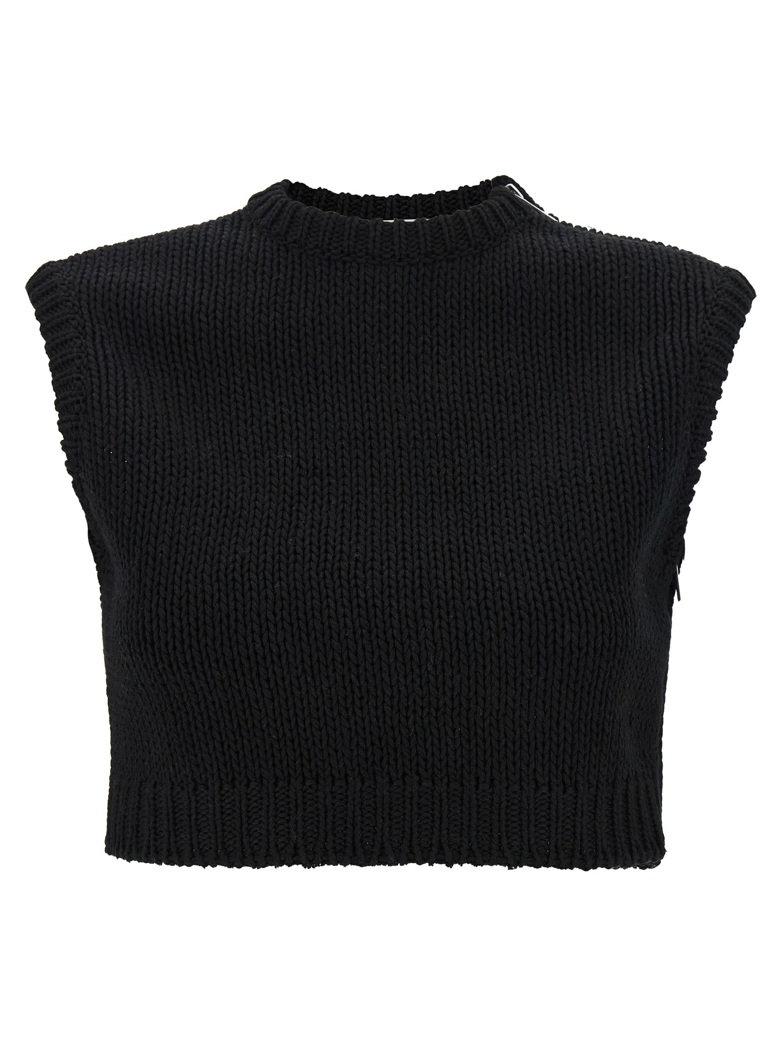Shaved Cotton Knit Tank Top — Black