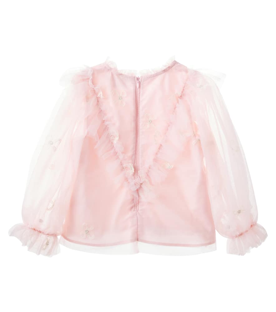 Embroidered tulle blouse