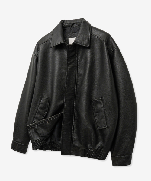8262 Washed Oversized Leather Jacket