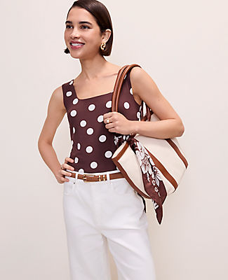 Ann Taylor Polka Dot Square Neck Tank Top