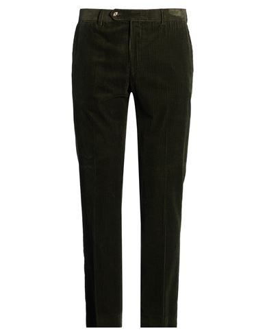 Man Pants Dark green Size 34 Cotton