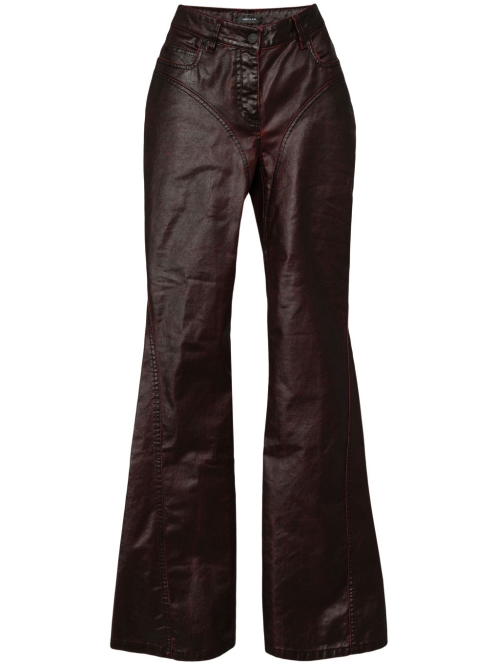 Waxed flared jeans