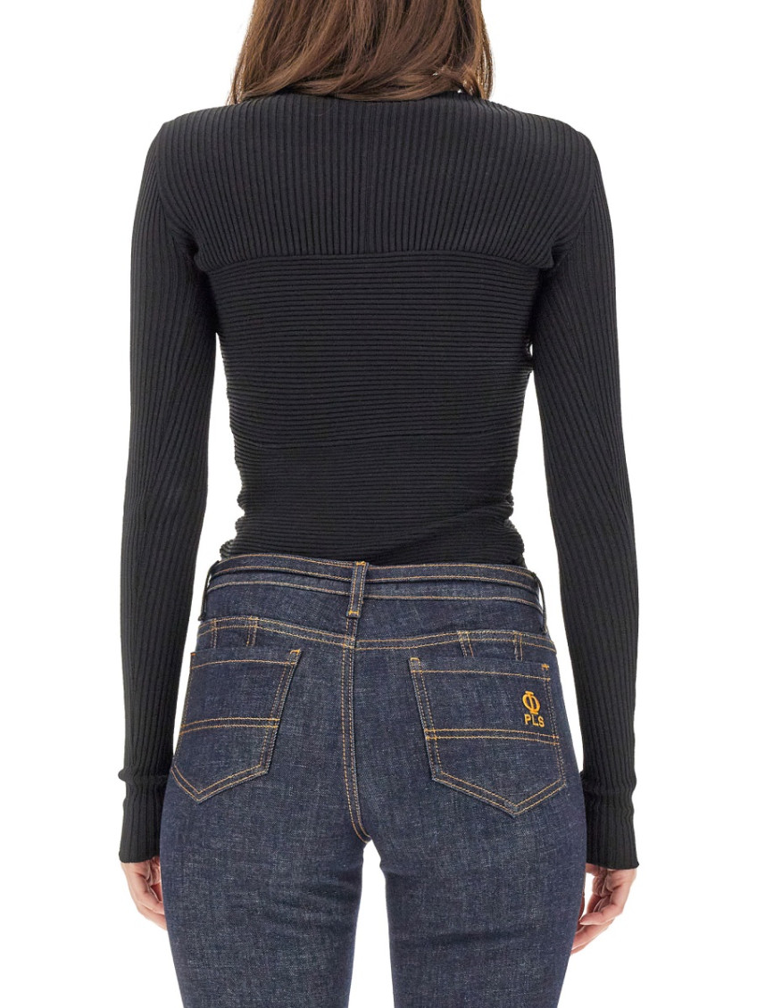 Black Knitted V Neck Sweater