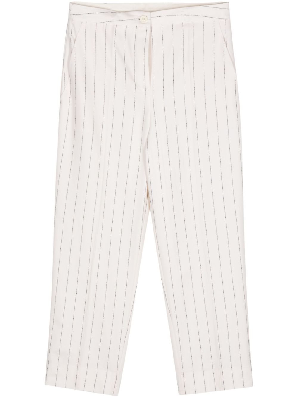 Pinstriped cropped trousers - Neutrals