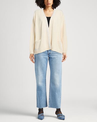 Woman Cardigan Cream Size 4 Cotton