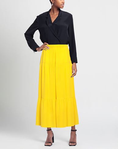 Rosso35 Woman Maxi skirt Yellow Size 8 Silk