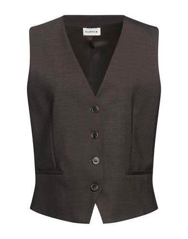 P. a.r. o.s. h. Woman Tailored Vest Dark brown Size L Virgin Wool, Elastane