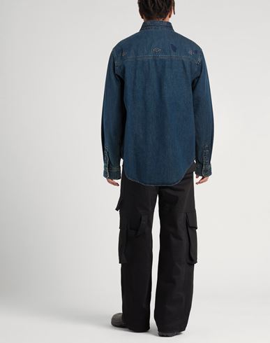 Man Denim outerwear Blue Size L Cotton, Polyester