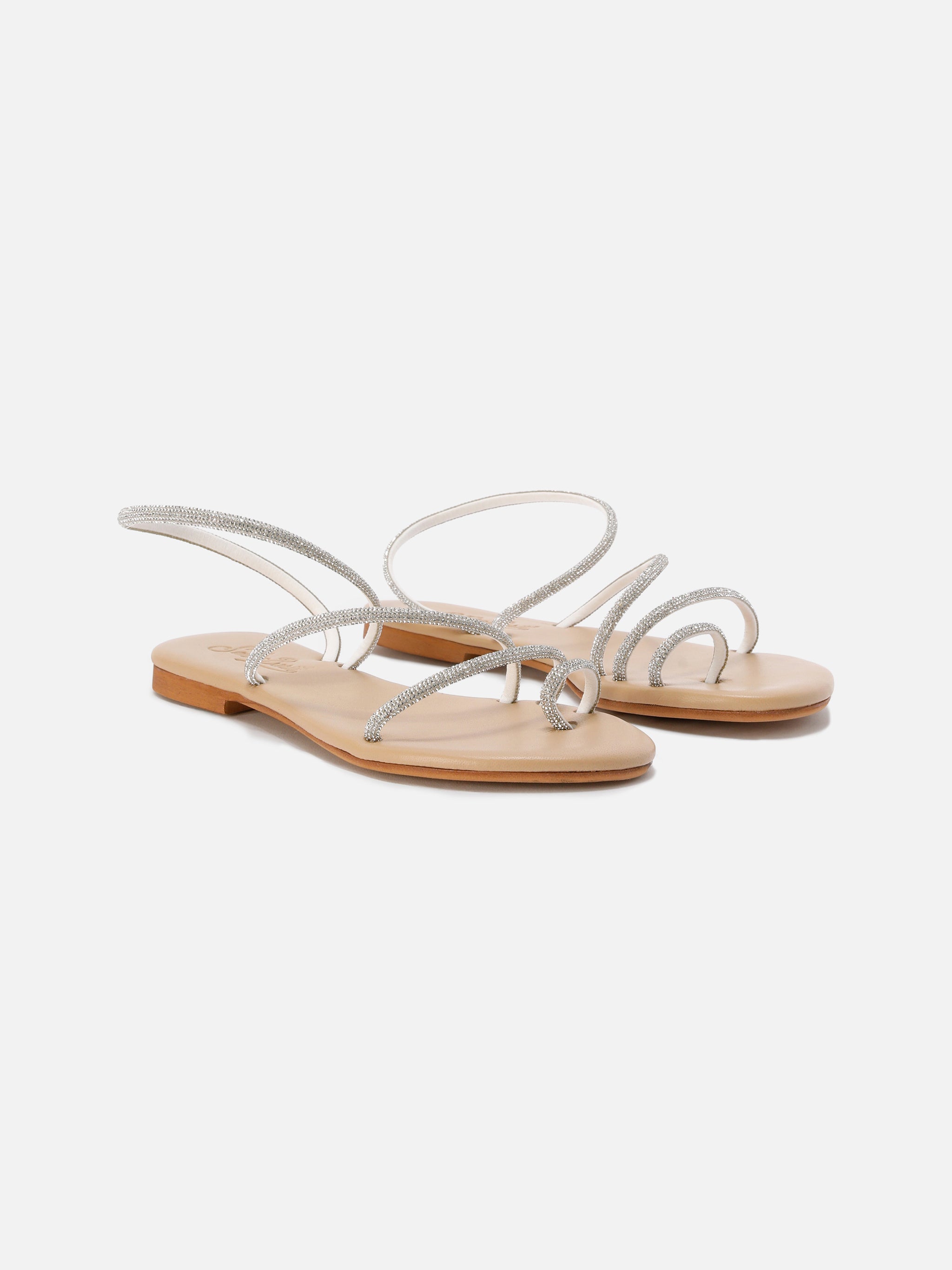 Ring Sandals With Silver Rhinestones White - Unisex