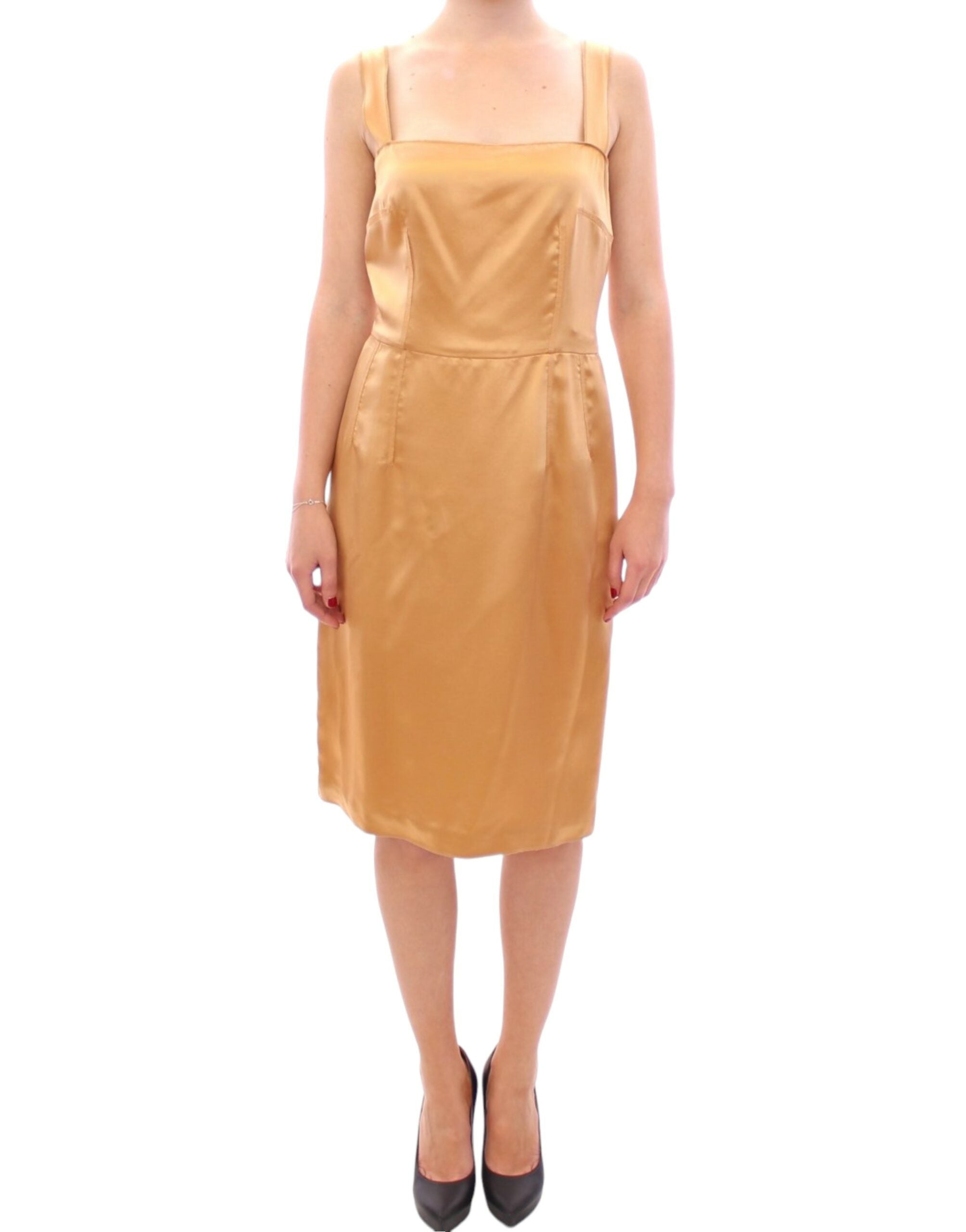 Silk Sheath Dress — Bronze
