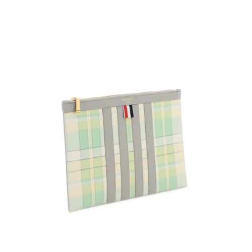 Plaid-check print clutch bag - Green