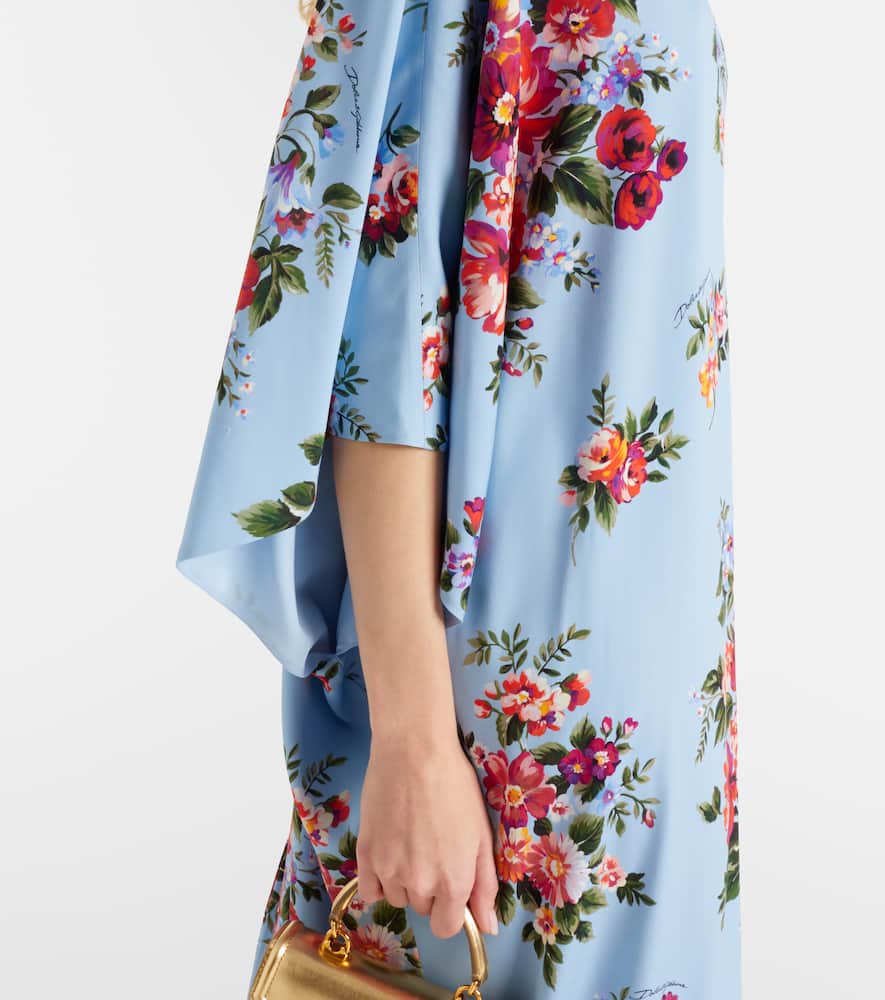 Floral silk-blend kaftan