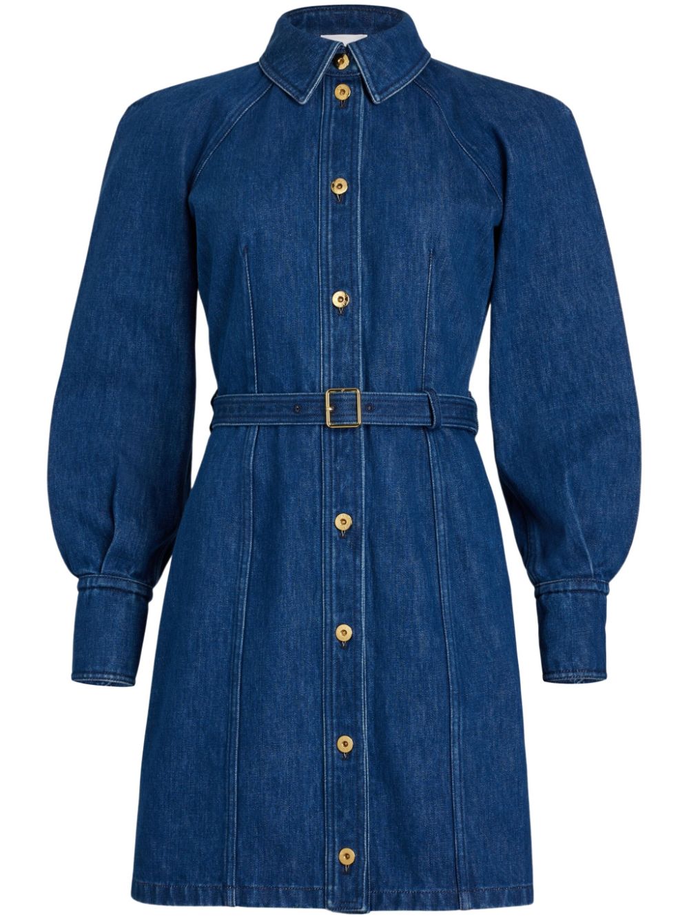 Belted denim dress - Blue