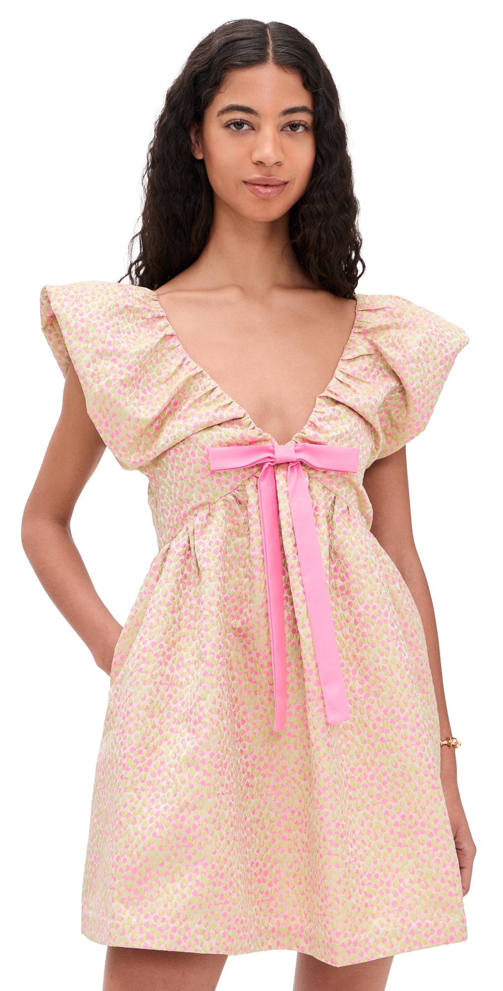 Jacquard Mini Dress Pink/Green