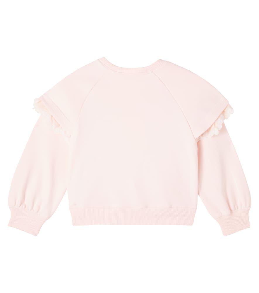 Chloé Kids Lace-trimmed cotton fleece sweatshirt