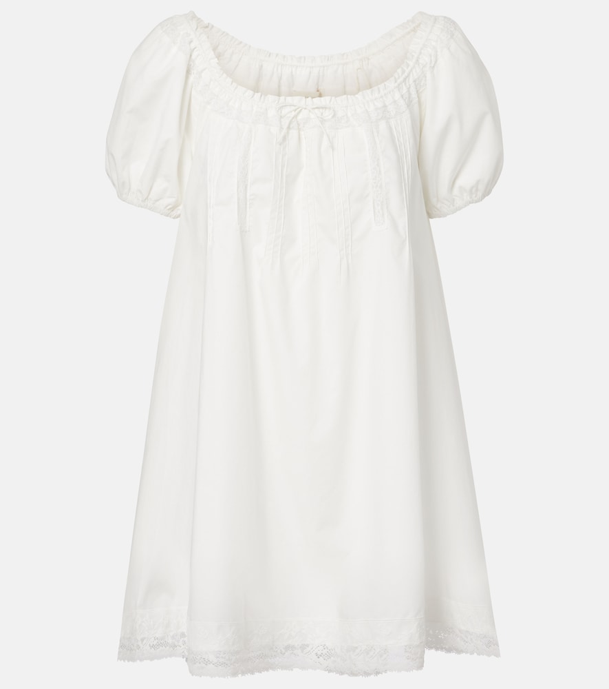 Galle lace-trimmed cotton minidress