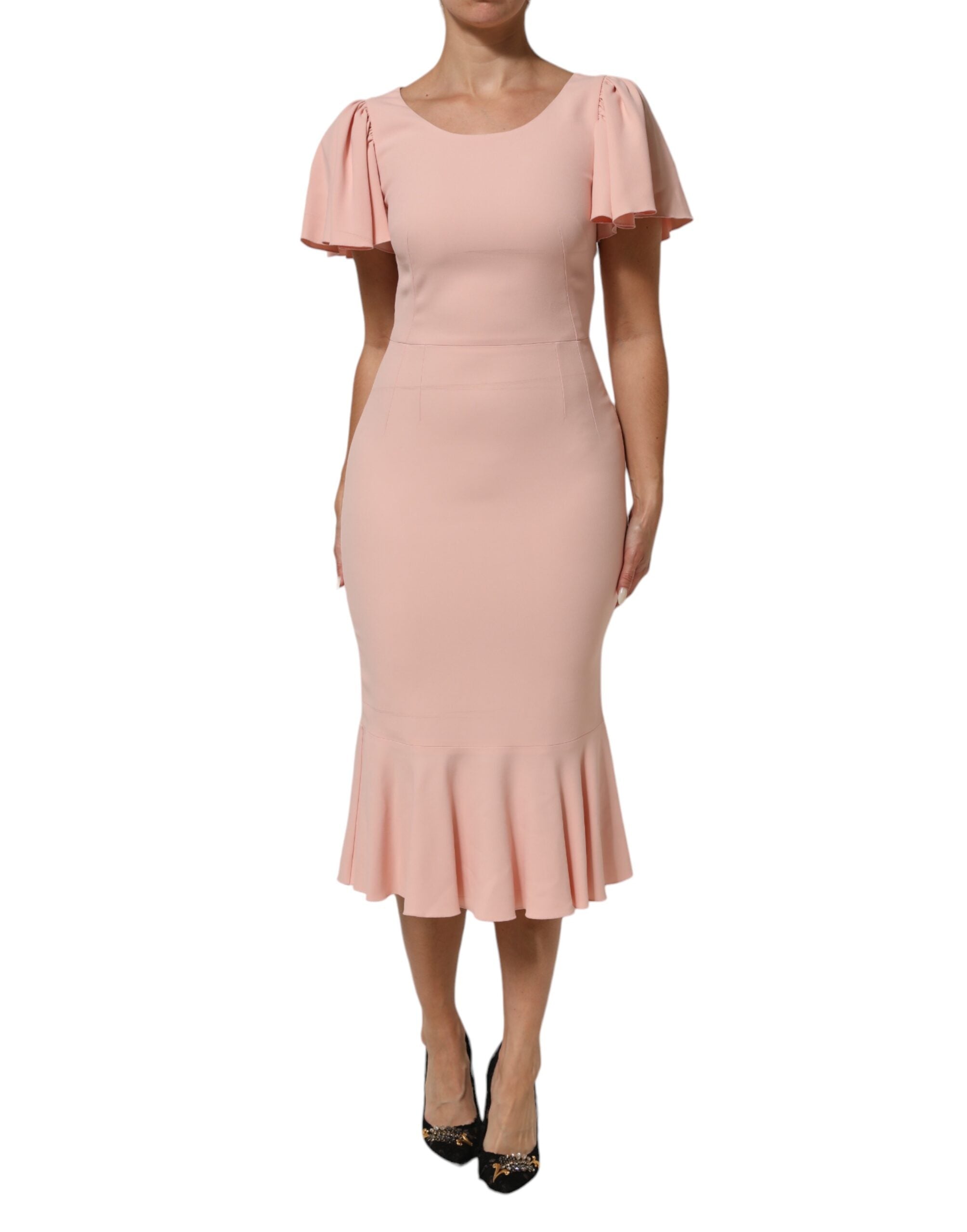 Viscose Sheath Midi Dress — Pink