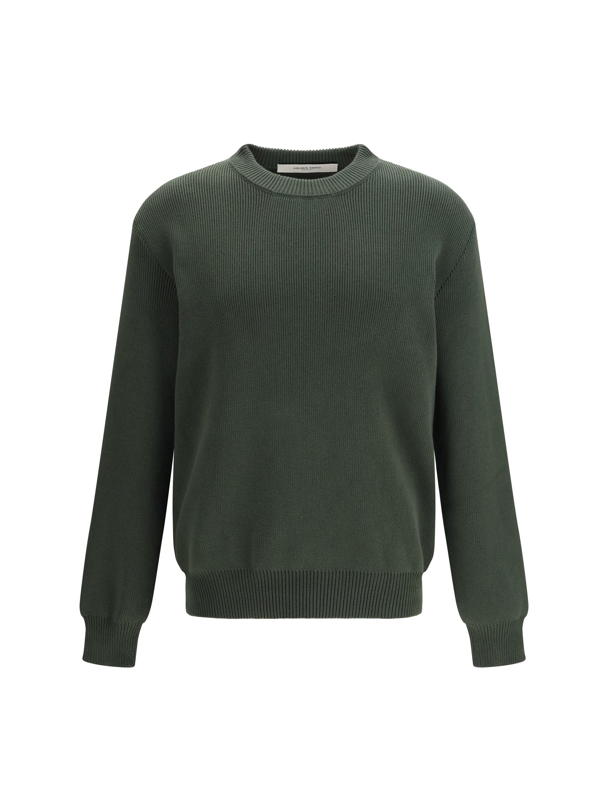 Ribbed-Knit Cotton Sweater — Green