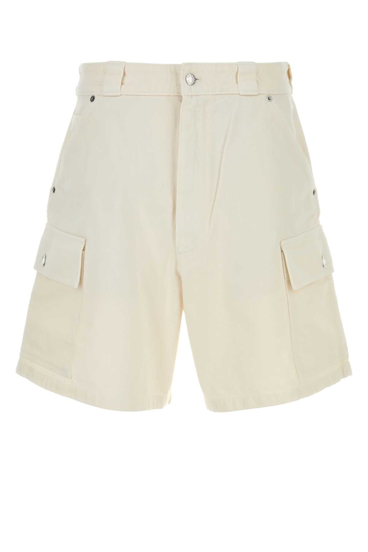 Denim Bermuda Shorts — White