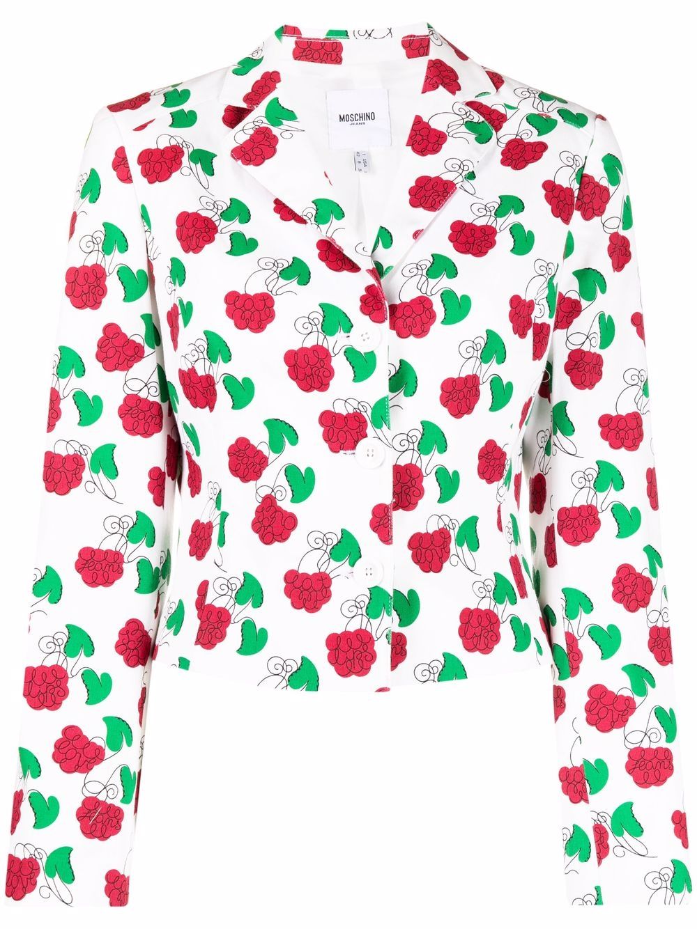 2000s floral print notched lapels blazer - White