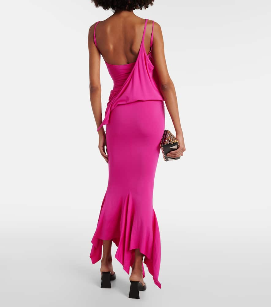 Asymmetric jersey midi dress