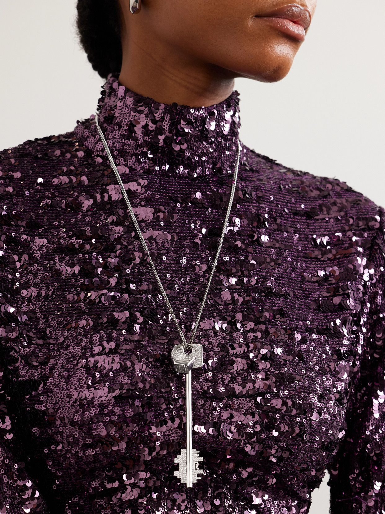 Silver-tone Crystal Necklace - One size