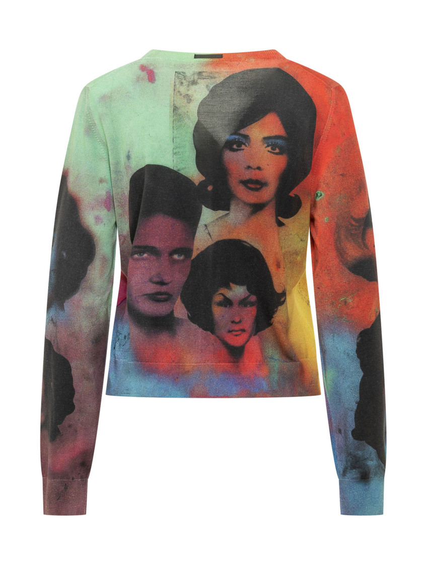 Multicolor Printed V Neck Cardigan