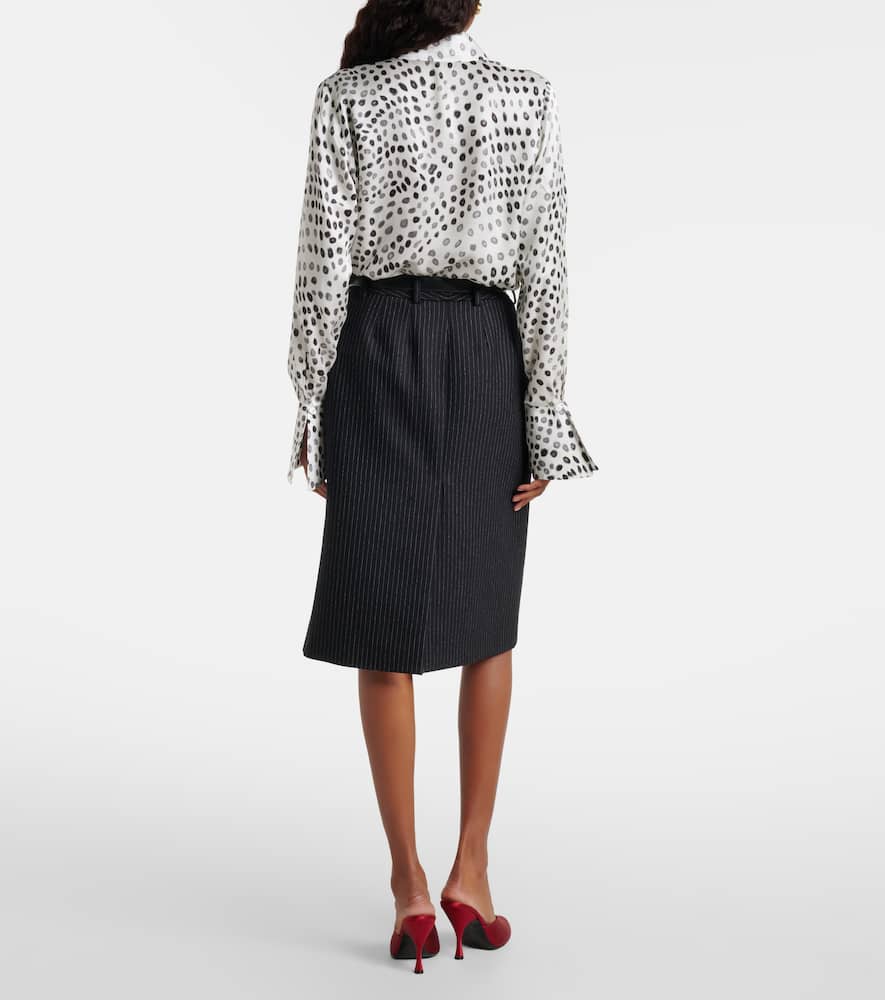 Pinstriped wool-blend pencil skirt