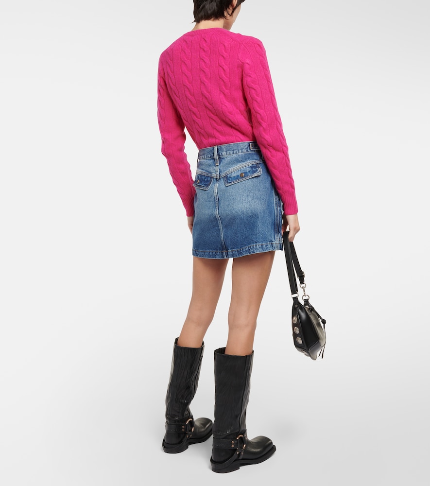Racer denim miniskirt