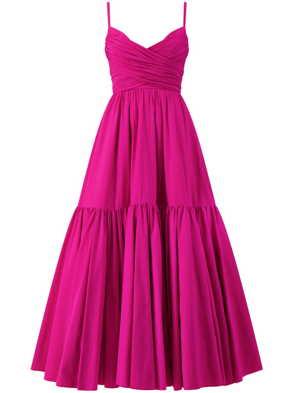 Gathered-detail flared maxi dress - Pink