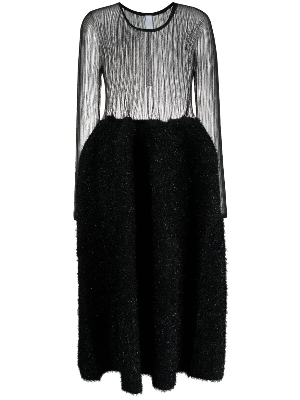 Semi-sheer midi dress - Black