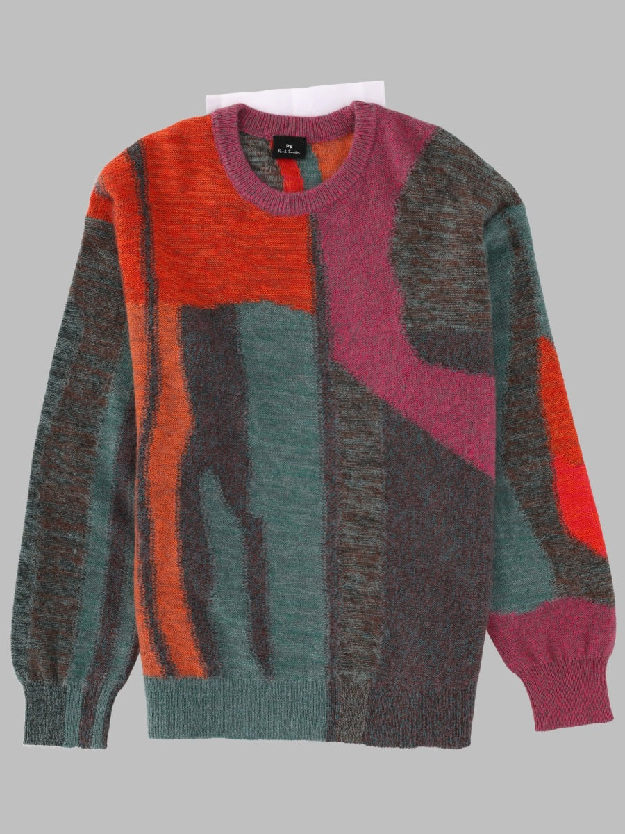 Men's Glitch Motif Sweater with Wool & Mohair Blend