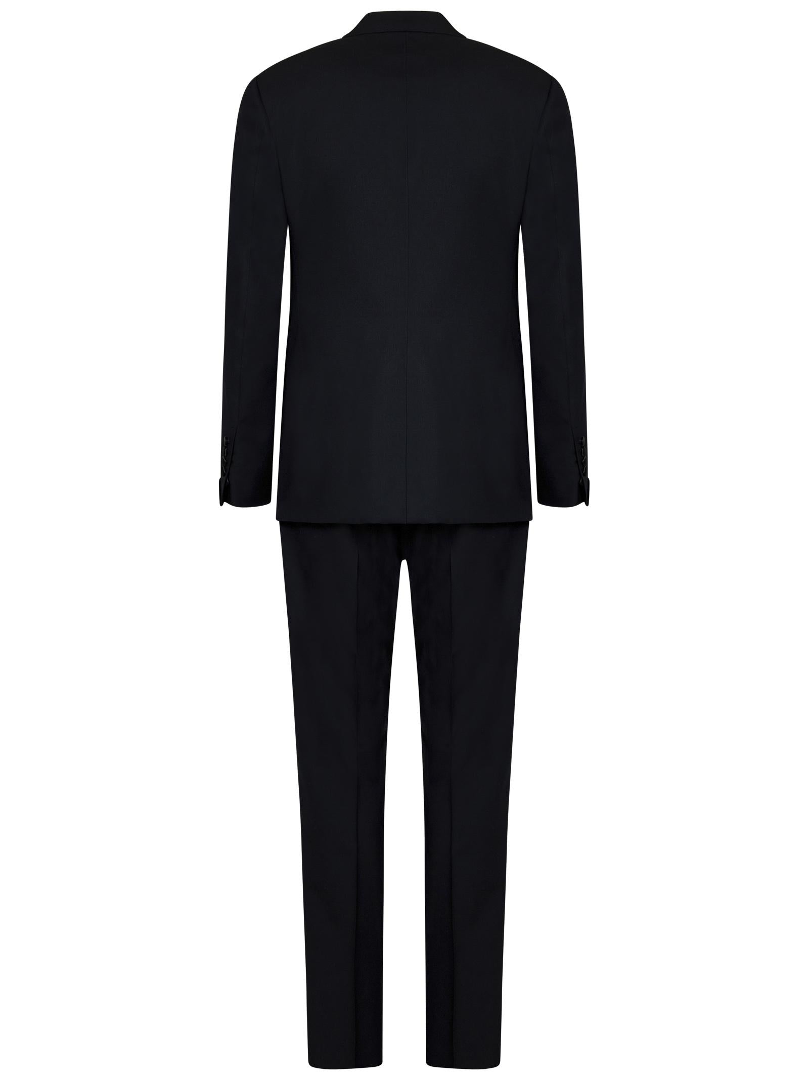 Peak Lapel Wool Pant Suit — Blue