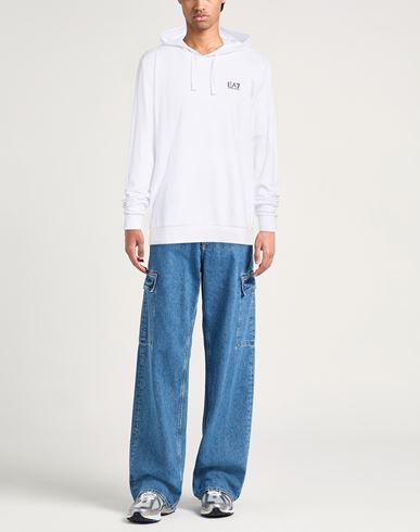 Man Sweatshirt White Size 3XL Cotton, Elastane