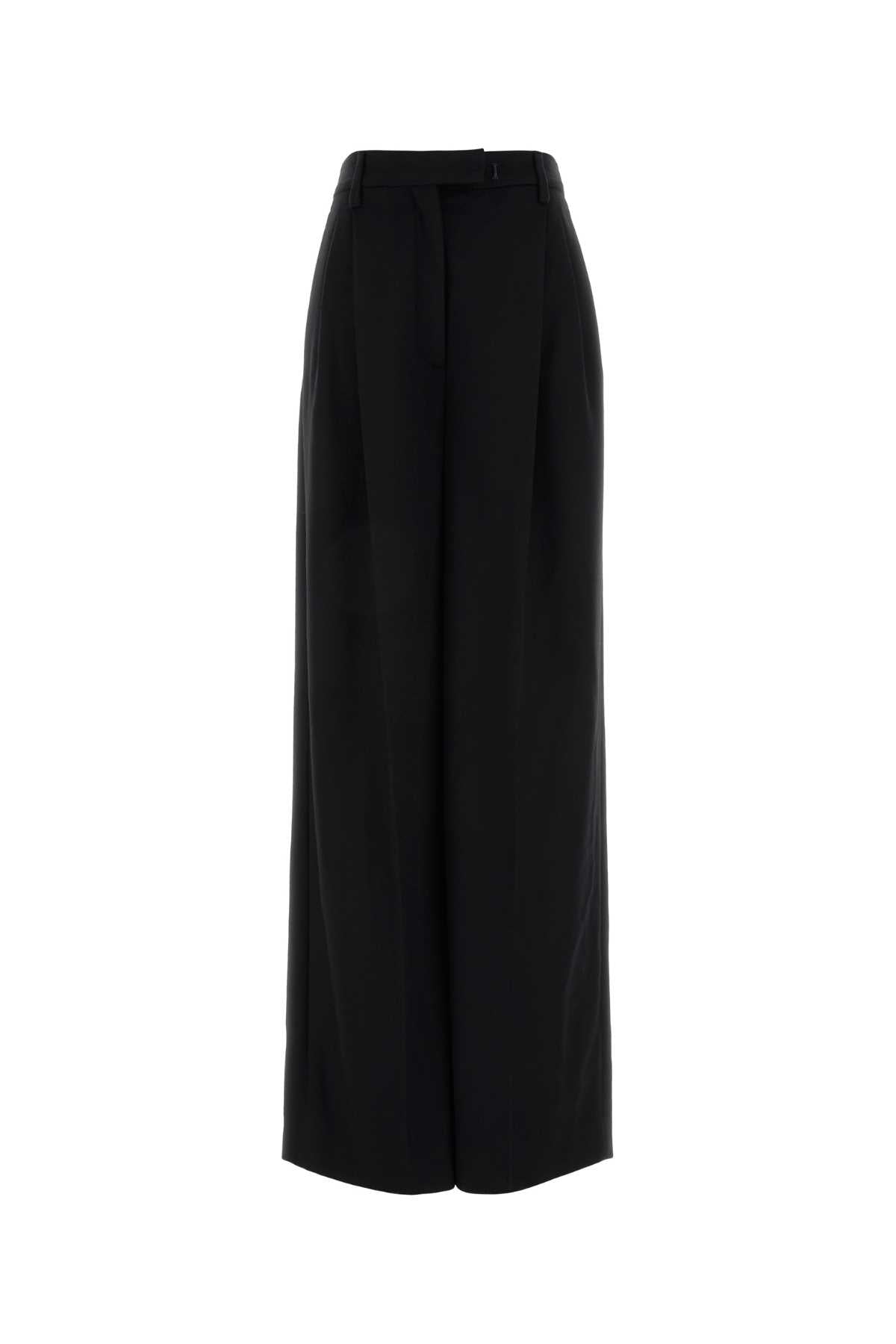 Cashmere Wide-Leg Trousers — Black