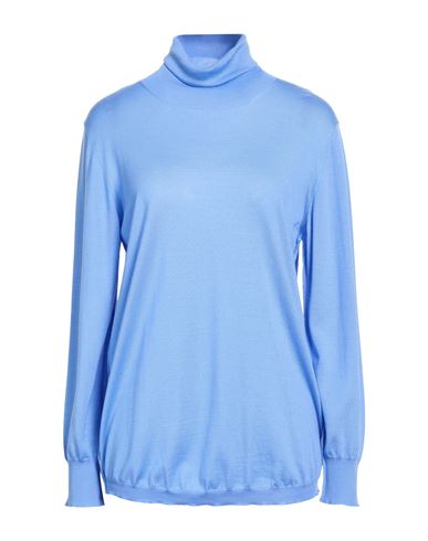 Woman Turtleneck Light blue Size 12 Wool, Silk, Cashmere