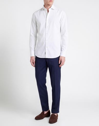 Man Shirt White Size 17 Cotton, Elastane