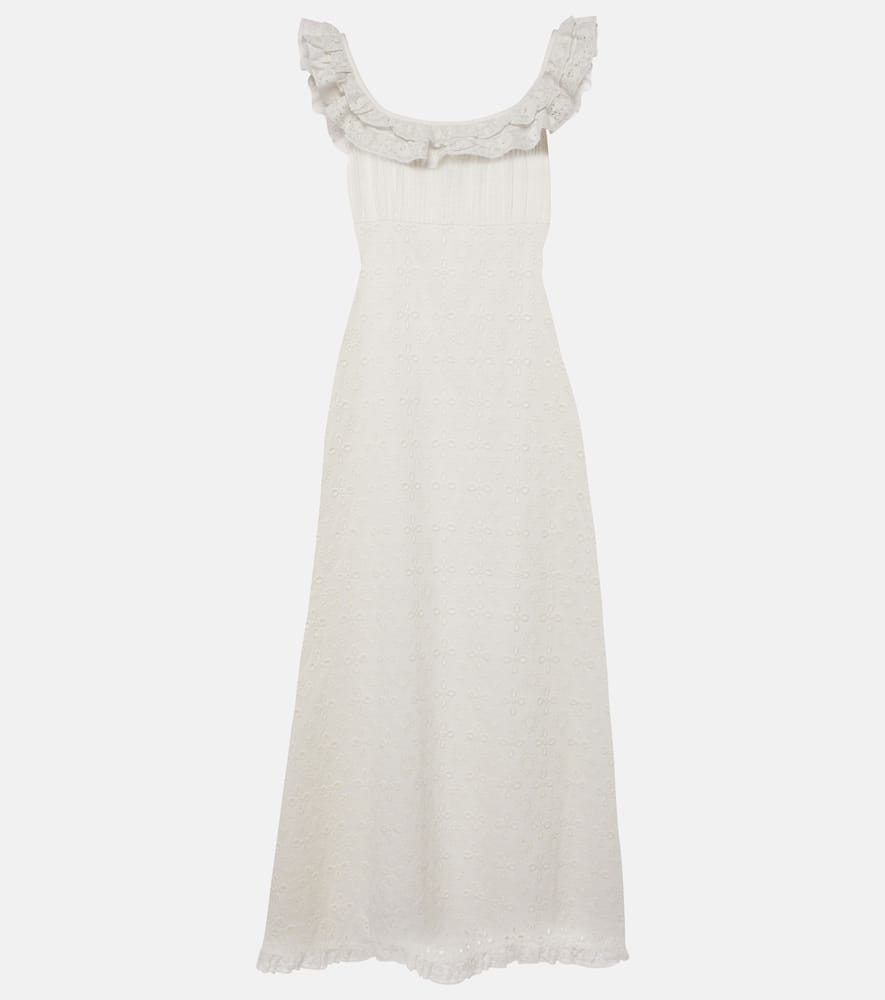 Rixo Annabella lace-trimmed satin maxi dress