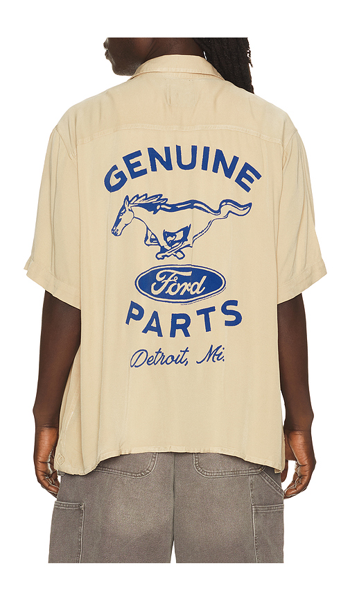Junk Food Ford Mustang Camp Shirt in Brown. L. Also in