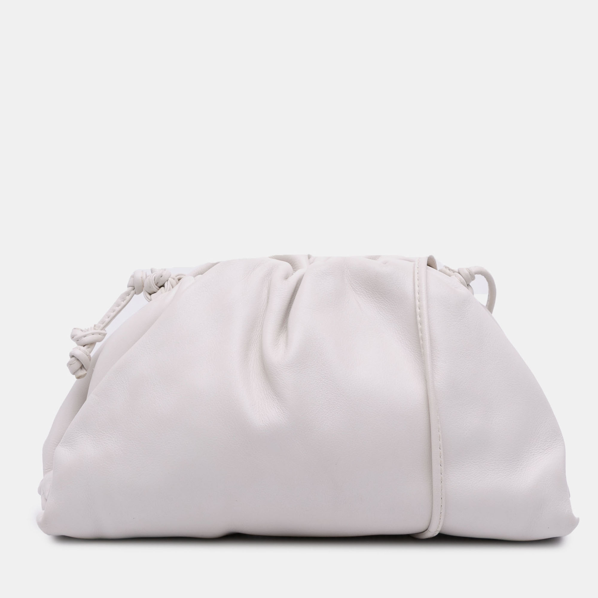 Bottega Veneta White Lambskin The Mini Pouch Crossbody